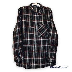 FOREVER 21 Womens Plaid Button Down Cotton Blouse Size Large